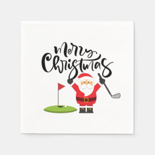 Golf Merry Kerstmis met Santa Claus Golfing Servet
