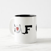 Golf met Golf Ball Tweekleurige Koffiemok (Voorkant links)