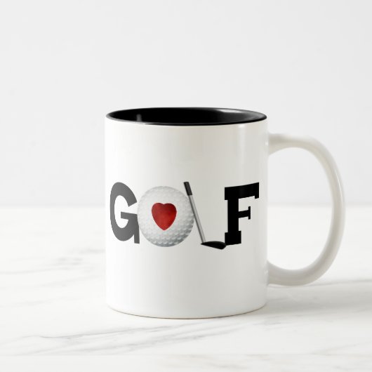 Golf met Golf Ball Tweekleurige Koffiemok (Rechts)