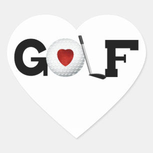Golf met Golfbal-overhemden en -cadeautjes Hart Sticker