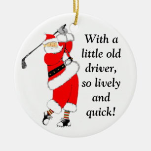Golf met kerstcadeau keramisch ornament