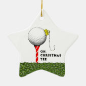 Golf met kerstcadeau keramisch ornament (Voorkant)