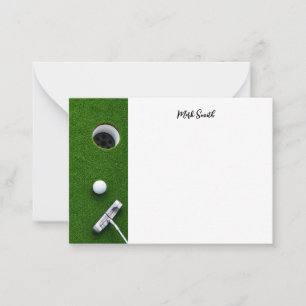 Golf met naam voor golfer notitiekaartje