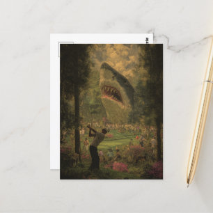 Golf met surrealistische haai briefkaart