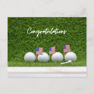 Golf met vlag van Amerika Felicitaties  Briefkaart