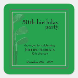 Golf Modern Corporate Groen Zwart 50ste Verjaardag Vierkante Sticker