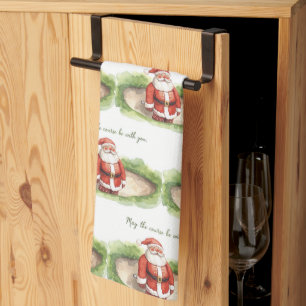 Golf Moge de baan bij u zijn Kerstman Theedoek