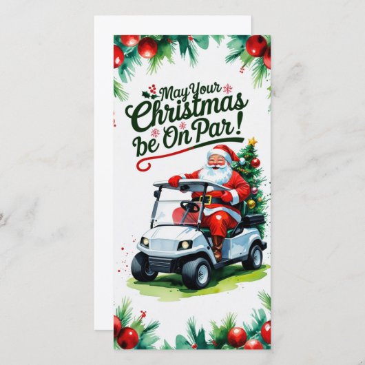 Golf "Moge uw Kerstmis op Par!" voor golfer Feestdagenkaart (Voorkant / Achterkant)