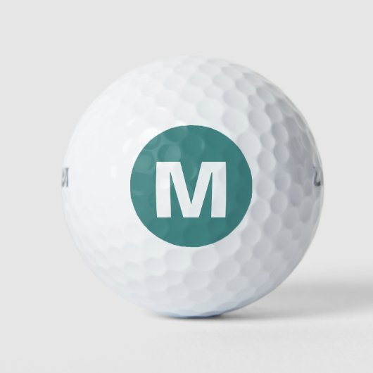 Golf Monogram Aangepaste Initiaal Blauwgroen & Wit Golfballen (Voorkant)