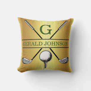 Golf Monogram Design met gouden spetters Kussen