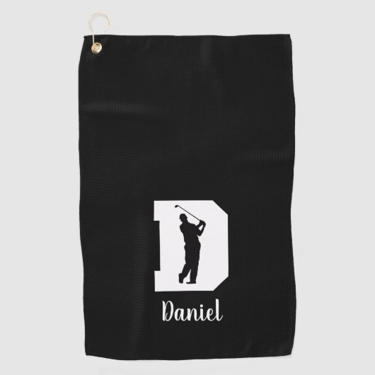 Golf Monogram Letter D Persoonlijk Golfhanddoek (Voorkant)