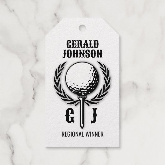 Golf Monogram met krans ontwerp Cadeaulabels (Achterkant)
