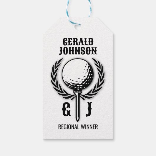 Golf Monogram met Kransontwerp Cadeaulabel (Achterkant)