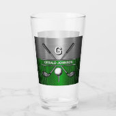 Golf Monogram Metallic Groen en Zilver Glas (Achterkant)