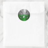 Golf Monogram Metallic Groen en Zilver Ronde Sticker (Tas)