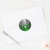 Golf Monogram Metallic Groen en Zilver Ronde Sticker (Envelop)