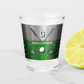 Golf Monogram Metallic Groen en Zilver Shot Glas (Voorkant)