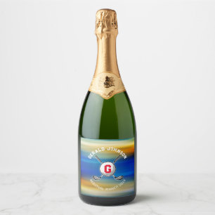 Golf Monogram Ontwerp voor Golfers Sparkling Wijnetiket