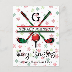 Golf Monogram Prettig Kerstmis-Vakantie Ontwerp Briefkaart