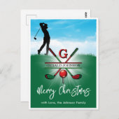 Golf Monogram Vrolijk Kerstmis-Holiday Design Briefkaart (Voorkant / Achterkant)