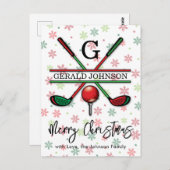 Golf Monogram Zalig Kerstmis-Holiday Design Briefkaart (Voorkant / Achterkant)