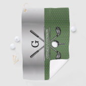 Golf Monogram Zilver en Groen Ontwerp Golfhanddoek (Insitu)