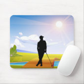 Golf Mousepad met Silhouette Golfer Muismat (Met muis)