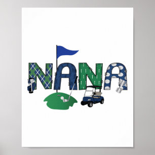 Golf Nana Hole in één golf eerste verjaardagsfeest Poster