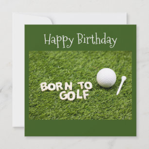 Golf né golf mot carte d'anniversaire sur vert