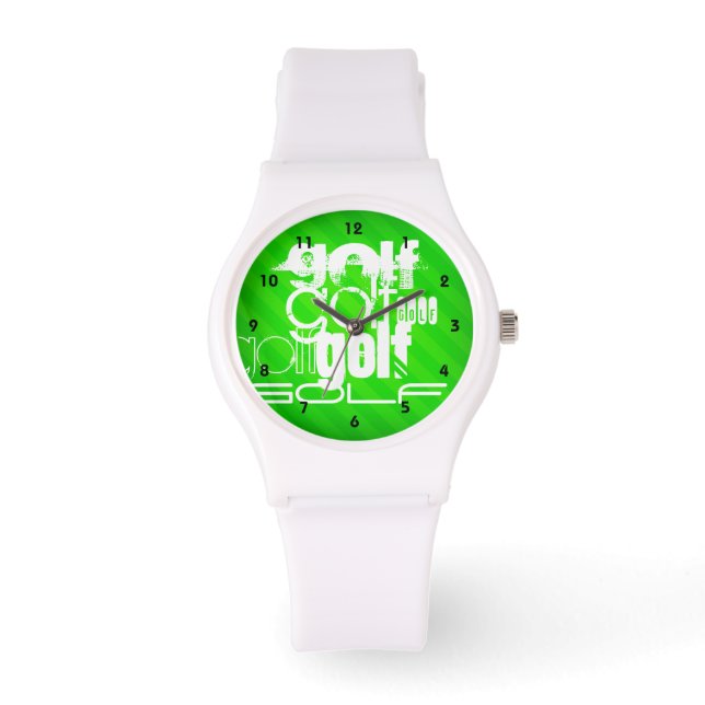 Golf; Neon Green Stripes. Horloge (Voorkant)