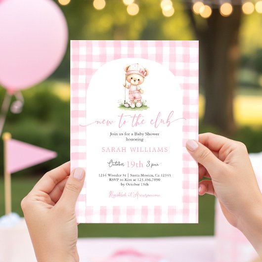 Golf New to the Club Baby Shower Girl Invitation Kaart