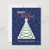 Golf Noël arbre et carte de vacances photo famille (Devant)