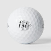 Golf noir gris monogramme nom initial balles de go (Devant)