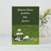 Golf-oefenavond dineruitnodiging met bal en bier kaart (Staand voorkant)