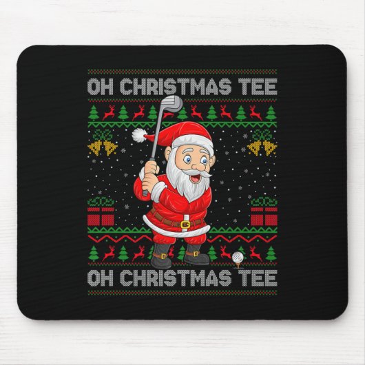 Golf Oh Christmas Tee Santa Playing Golf Golfer Ug Muismat (Voorkant)