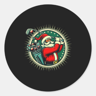 Golf Oh Kerst T-shirt Kerstman Vintage Golfer G Ronde Sticker