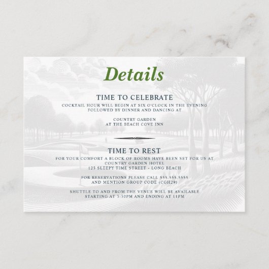 Golf Paar Bruiloft Informatiekaartje (Voorkant)