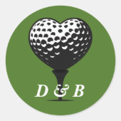 Golf Paar Bruiloft Ronde Sticker (Voorkant)