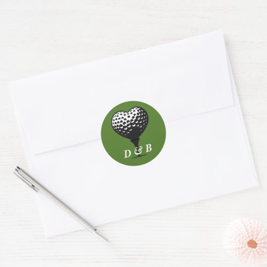 Golf Paar Bruiloft Ronde Sticker (Envelop)