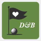 Golf Paar Bruiloft Vierkante Sticker (Voorkant)