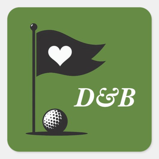 Golf Paar Bruiloft Vierkante Sticker (Voorkant)