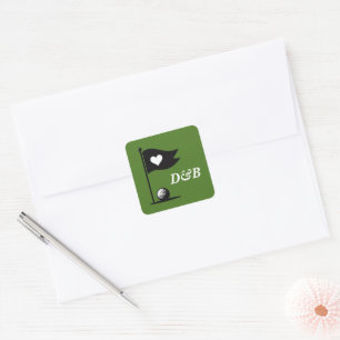 Golf Paar Bruiloft Vierkante Sticker
