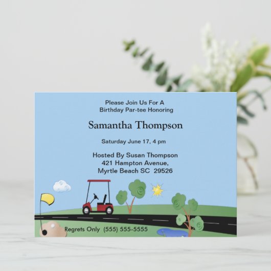 Golf Panier Invitations d'anniversaire (Debout devant)