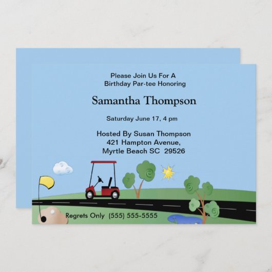 Golf Panier Invitations d'anniversaire (Devant / Derrière)