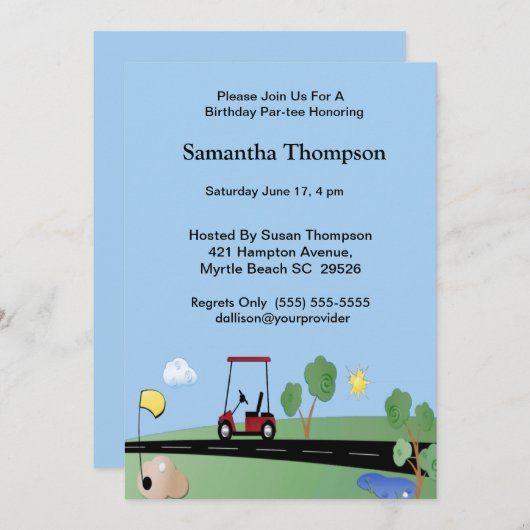 Golf Panier Invitations d'anniversaire (Devant / Derrière)