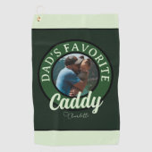 Golf Papa Favoriete Caddy Aangepaste naam Golfhanddoek (Voorkant)