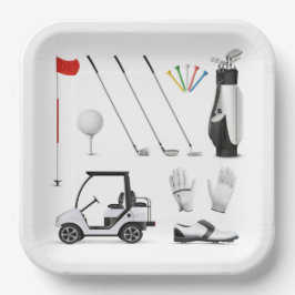 Golf Papieren Borden, Golfbaan Thema Tafelgerei Bordje