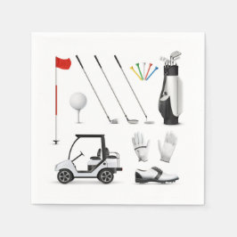 Golf Papieren Servetten, Golf Pensioenfeest Artike Servet