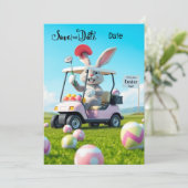 Golf Pâques Sauvez la date Invitation - Bunny (Debout devant)