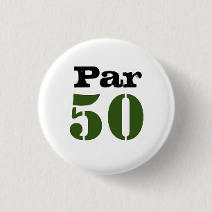 Golf Par 50ste verjaardag met nummer golfer golf Ronde Button 3,2 Cm